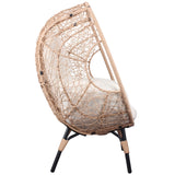 English Elm 2 Pieces Patio Pe Wicker Egg Chairs Model 3 With Natural Color Rattan Beige Cushion