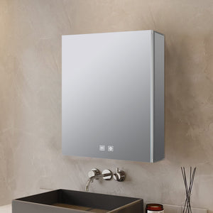English Elm Corsica Aluminum Led Medicine Cabinet with Defogger and Soft Close Double Doors B2731P477797