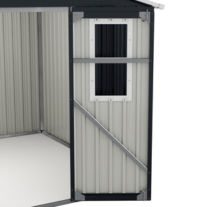 English Elm Outdoor Metal Storage Shed 8x10 with Four Windows Lockable Doors Waterproof Steel W1598S00038