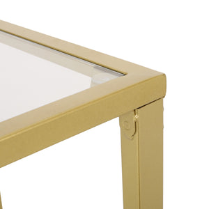 English Elm Christopher Knight Home® - End Table - Chic C-Shaped Gold Iron Frame With Tempered Glass Top & Built-In Magazine Rack For Style N771P218228J