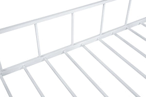 English Elm Twin Contemporary House-Style Loft Bed with Full Metal Frame, Angled Ladder, Sturdy Kids Bunk Design White 78 L x 15 W x 7 H B2741P347294