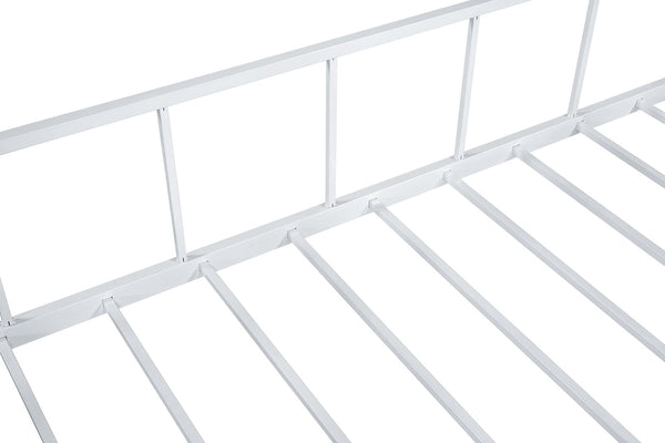 English Elm Twin Contemporary House-Style Loft Bed with Full Metal Frame, Angled Ladder, Sturdy Kids Bunk Design White 78 L x 15 W x 7 H B2741P347294