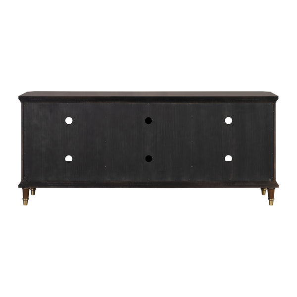 English Elm Modern 70" TV Stand Dark Cherry Finish with Gold Accents, 3 Felt-Lined Drawers, Sturdy Wood Design B2741P395430