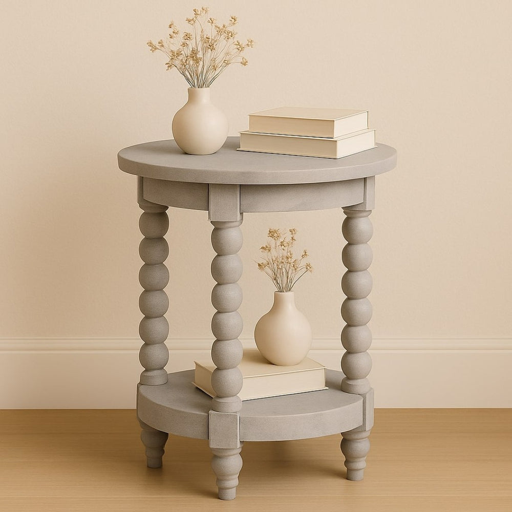 English Elm Solid Wood Ellsworth Round Side Table – Rustic Mango Wood With Acid Wash Finish For Modern Homes B182P391942-GIGA