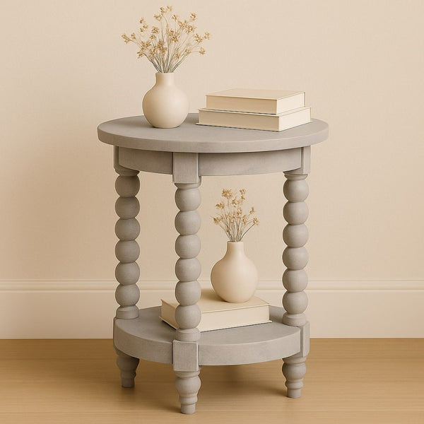 English Elm Solid Wood Ellsworth Round Side Table – Rustic Mango Wood With Acid Wash Finish For Modern Homes B182P391942-GIGA
