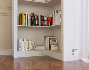 English Elm Corner 5-Tier Bookshelf White MDF – Space-Saving Corner Storage, Sturdy Durable Design for Home Study W3062P289213