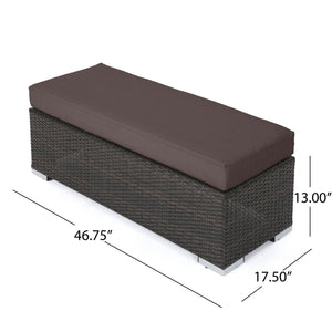 English Elm Christopher Knight Home® - SANTA ROSA BENCH all-weather wicker outdoor seating with foam cushion, lightweight, 300 lb capacity Brown 48 L x 19 W x 13.5 H N776P339315D
