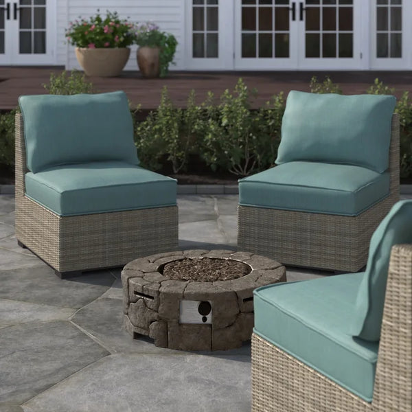 English Elm 9'' Charcoal Grey Fibre Reinforced Concrete Outdoor Fire Pit with 40,000 BTU, Push-Button Ignition, Cover Included B120P203218