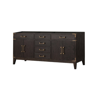 English Elm Brown Oak Double Bath Vanity - Elegant 72" W Design With Ample Storage & Soft-Close Features B2731P259878