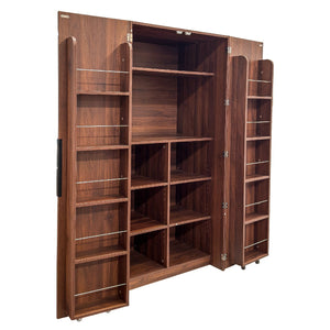 English Elm Kitchen Farmhouse Pantry Cabinet Tall Freestanding Three Door Pull Out Organizer W331S00211