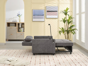 English Elm Futon 3-in-1 Convertible Pull-Out Sleeper Chair with USB-C & USB Port, Cup Holders, Dark Grey Tech Cloth W1829S00012