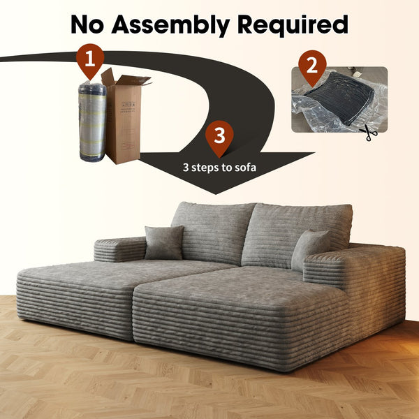 English Elm 74.8" Modern Sofa Bed - No Assembly, Plush Corduroy, Dual Sleeper & Lounger For Cozy Spaces W2824S00046