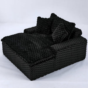 English Elm 51 Compact Comfort Sofa with Turtle Fleece, Sponge Support, Two Pillows, 400lb Capacity for Small Spaces Black W3371P326399