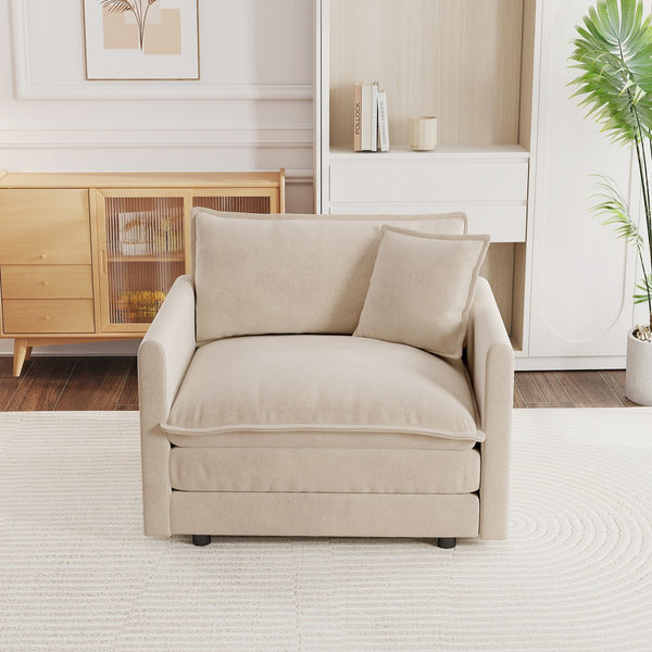 English Elm Comfy Deep Seat Chenille Armchair with Solid Wood Frame for Reading Lounging W714S00887