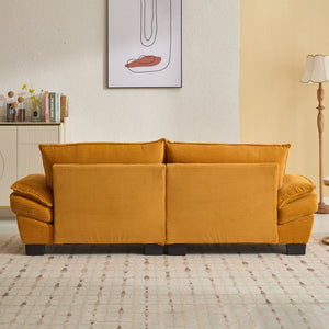 English Elm Corduroy Stylish Sleeper Sofa Loveseat with Dual-Layer Cushions & Two Support Pillows, Sturdy Frame Yellow W676P184141