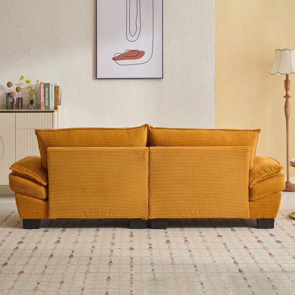 English Elm Corduroy Stylish Sleeper Sofa Loveseat with Dual-Layer Cushions & Two Support Pillows, Sturdy Frame Yellow W676P184141