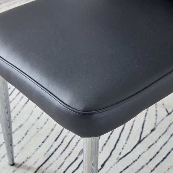 English Elm Table Set: Luxurious Black Marble-Patterned Top With Stainless Steel Legs & 4 Elegant Pu Dining Chairs W1151S01967-GIGA