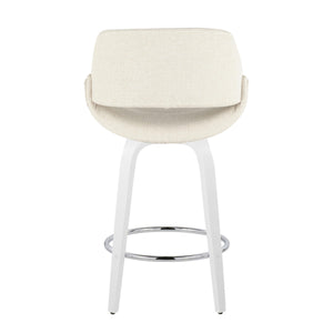 English Elm Fixed-height Swivel Counter Stools with Faux Leather Seats and Chrome Footrest Set of 2 B202S01822