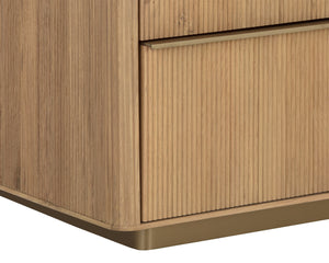 Sunpan Kalla Dresser - Elegant Oak Design with Gold Steel Base, Soft Closing Drawers, and Unique Texture Rustic Oak
