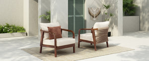 English Elm Christopher Knight Home® - 28" Outdoor Lounge Chair - Woven Backrest, Solid Wood Frame, Plush Cushions For Patio Relaxation N767P255015D_2