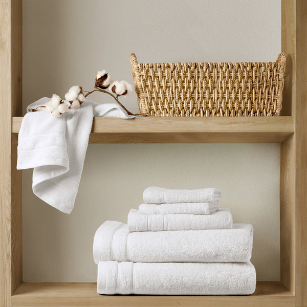 JLA Home Comfort Spaces - Quick 100% Cotton 6pc Towel Set — Plush Zero-Twist Terry, 400 GSM Quick-Dry, Absorbent & Durable White AM73-0243