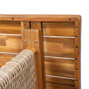 English Elm Christopher Knight Home® - Outdoor 7-Piece Acacia Wood Dining Set With Woven Rattan Legs & Cushioned Armchairs For Comfort N773OD00045G