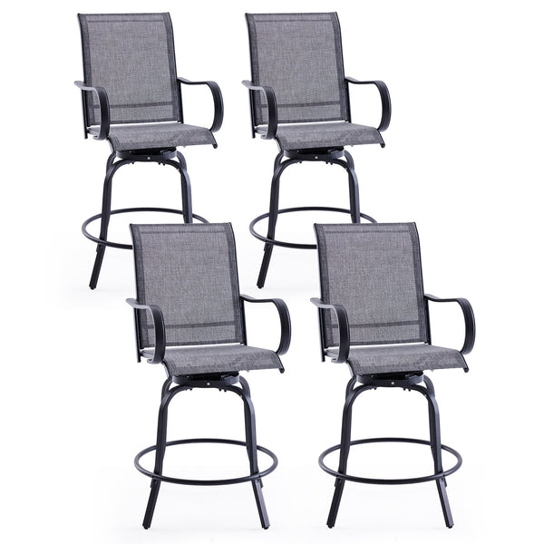 English Elm Patio Swivel Barstools Set of 2 Textilene Mesh Powder Coated Frame All Weather Seating Dark Gray T3623P437326