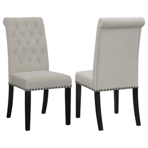 English Elm 2pc Plush Button-Tufted High Back Dining Chairs with Rolled Top, Nailhead Trim and Tapered Legs Espresso,Sand 42.5 L x 13 W x 19.25 H B011P311393
