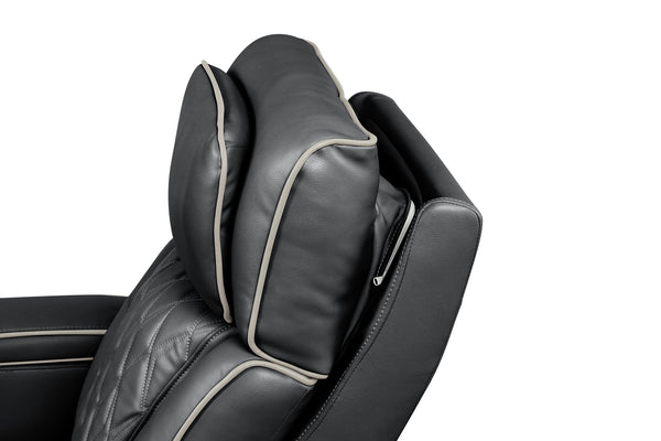 English Elm Fortuner Modern 3PC Upholstery Recliner Living Set with LED, Massage, Wireless Charging & Bluetooth Speakers Black B009S01802