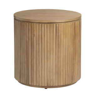 Crestview Collection Transitional Round End Table - Solid Rubberwood With Warm Brown Finish & Slatted Modern Design Brown Solid Wood Cvfdr1236