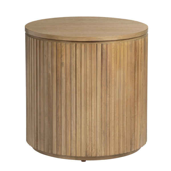 Crestview Collection Transitional Round End Table - Solid Rubberwood With Warm Brown Finish & Slatted Modern Design Brown Solid Wood Cvfdr1236