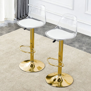 English Elm Modern Swivel Barstools Set of 2 with Clear Pet Back and Padded Pu Seat W1151P192280