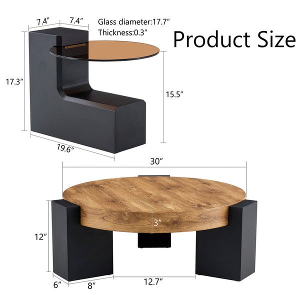 English Elm The Two Tier Detachable Mdf Coffee Table for Flexible Modern Living Room Style W1151P184838