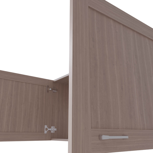 English Elm Nakya Wall Cabinet 2 Doors White Oak Finish – Space-Saving Kitchen Storage with Open Shelf, Scratch-Resistant B128P314811