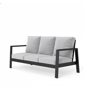 English Elm 75" Rust-proof Aluminum Outdoor Sofa with High-density Foam Cushions for Patio Lounging Black+ Gray B082P454996