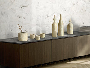 English Elm 7 Piece Genuine Marble Vanity Decor Set with Honed Gold Beige Finish Natural Veining W1696P262946