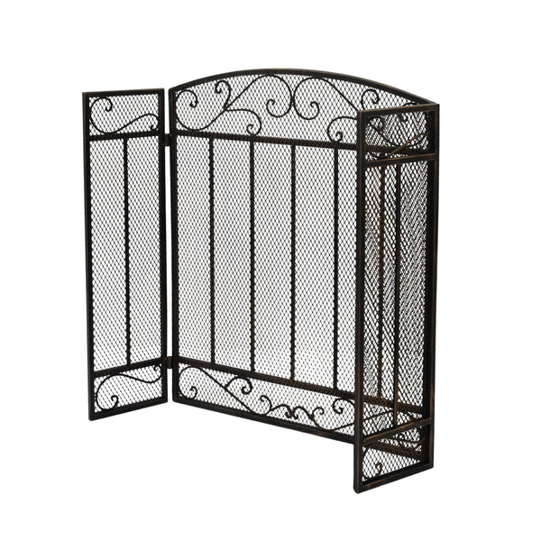English Elm Christopher Knight Home® - FIRE Decorative Iron Fireplace Screen with Durable Mesh Shield and Classic Curved Frame for Safety and Style Black+Gold 65184.00