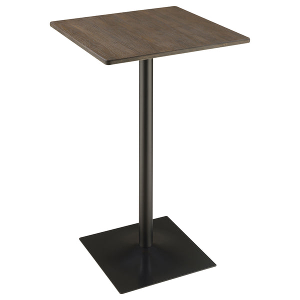 English Elm Staccato Bamboo Pub Table with Dark Elm Finish and Matte Black Pedestal Base B062P441014
