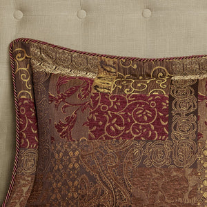 English Elm 4 Piece Brown Comforter Set - Elegant Jacquard Patchwork Design For Cozy Queen Bedroom Decor B035128749