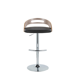 English Elm Adjustable Swivel Barstools with Chrome Base Faux Leather Seats for Kitchen Set of 2 B202S02165