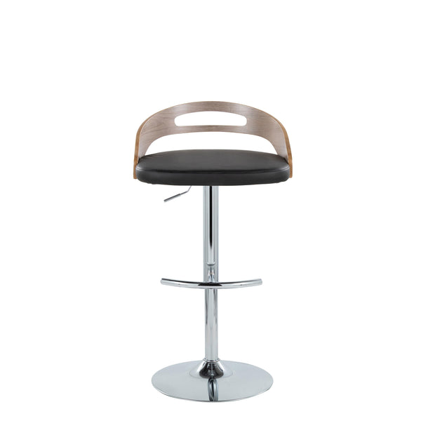 English Elm Adjustable Swivel Barstools with Chrome Base Faux Leather Seats for Kitchen Set of 2 B202S02165