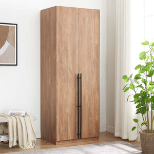 English Elm Lee 32" Elegant Golden Brown Wardrobe Closet With Adjustable Shelves & Soft-Close Doors For Small Spaces B365S00133