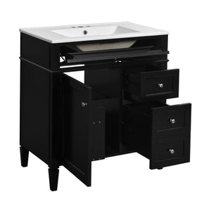 English Elm 30'' Modern Bathroom Vanity With Ceramic Sink, 2 Drawers & Tip-Out Storage For Stylish Organization N710P250194B