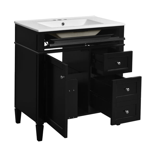 English Elm 30'' Modern Bathroom Vanity With Ceramic Sink, 2 Drawers & Tip-Out Storage For Stylish Organization N710P250194B