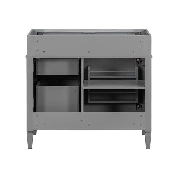 English Elm 36'' Modern Bathroom Vanity Cabinet with Tip-Out Drawer, Adjustable Shelf, Smooth Metal Slides, Solid Wood Frame Grey N710P186084E
