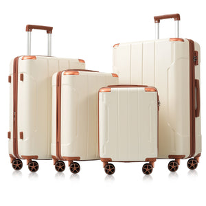 English Elm Hardshell Six Piece Luggage Set Expandable Abs Suitcases with Spinner Wheels Tsa Lock Brown White N730P296628O