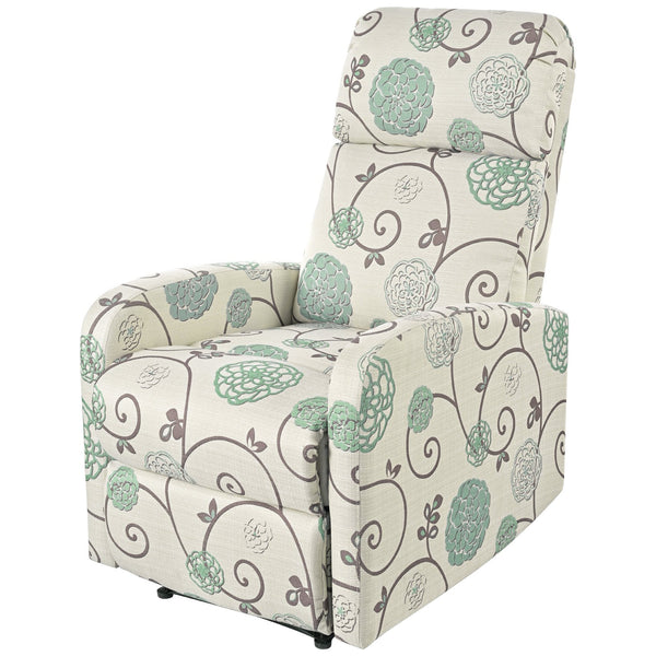 English Elm Christopher Knight Home® - Modern Recliner Plush Manual Recliner Chair with Ergonomic Support, 3-Position Backrest, Durable Fabric Comfort Beige+Blue N763P256491C