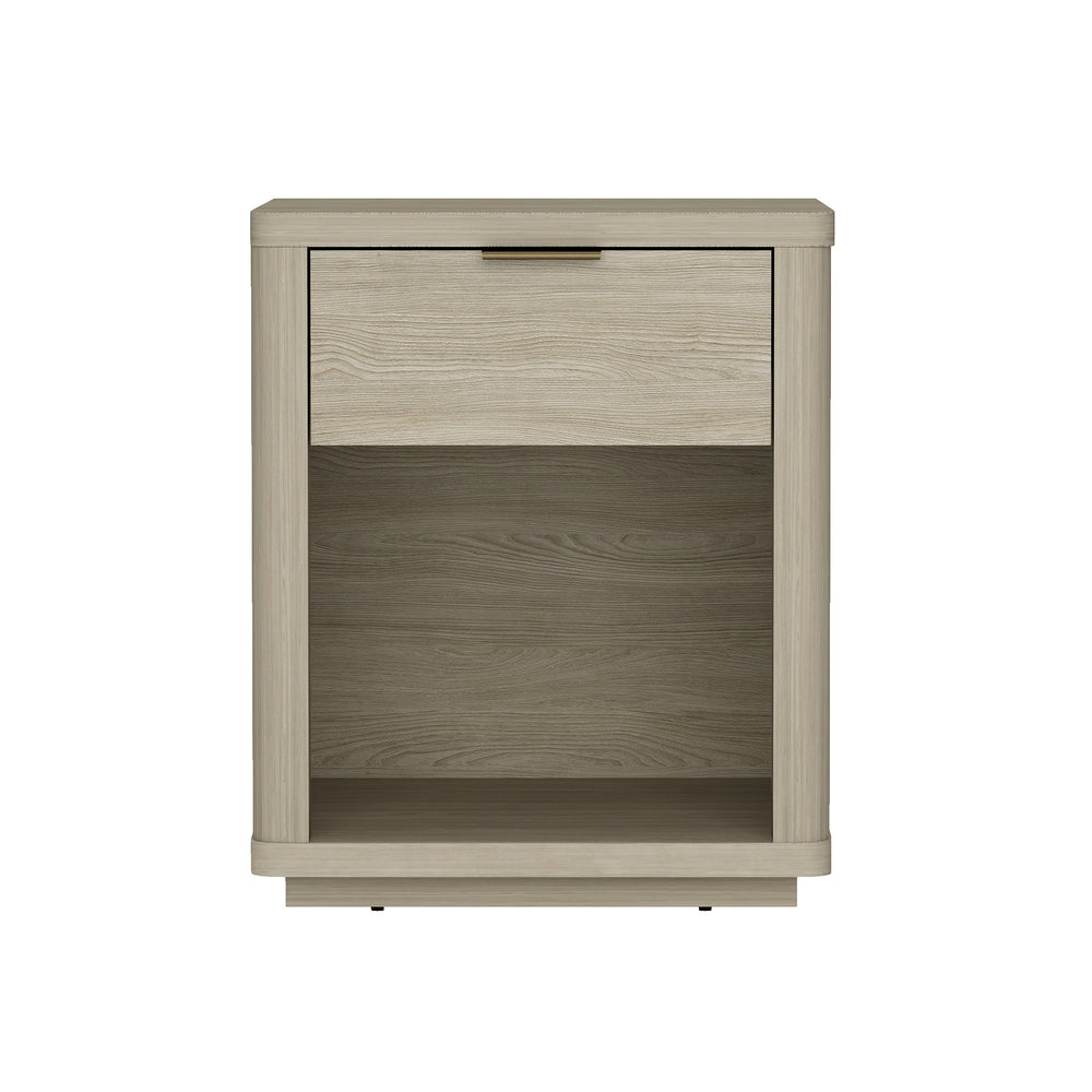 English Elm Evelyn Natural 20" Nightstand with 1 Drawer & Open Shelf, Rounded Edges, Sleek Pulls, Raised Base B365P398518