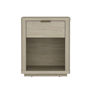 English Elm Evelyn Natural 20" Nightstand with 1 Drawer & Open Shelf, Rounded Edges, Sleek Pulls, Raised Base B365P398518