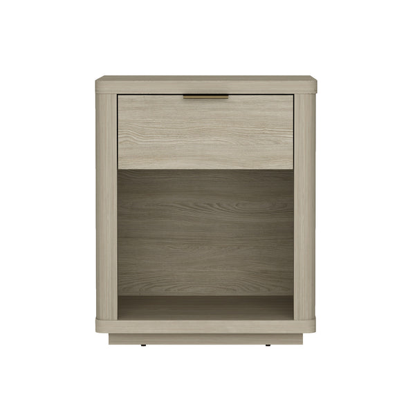 English Elm Evelyn Natural 20" Nightstand with 1 Drawer & Open Shelf, Rounded Edges, Sleek Pulls, Raised Base B365P398518